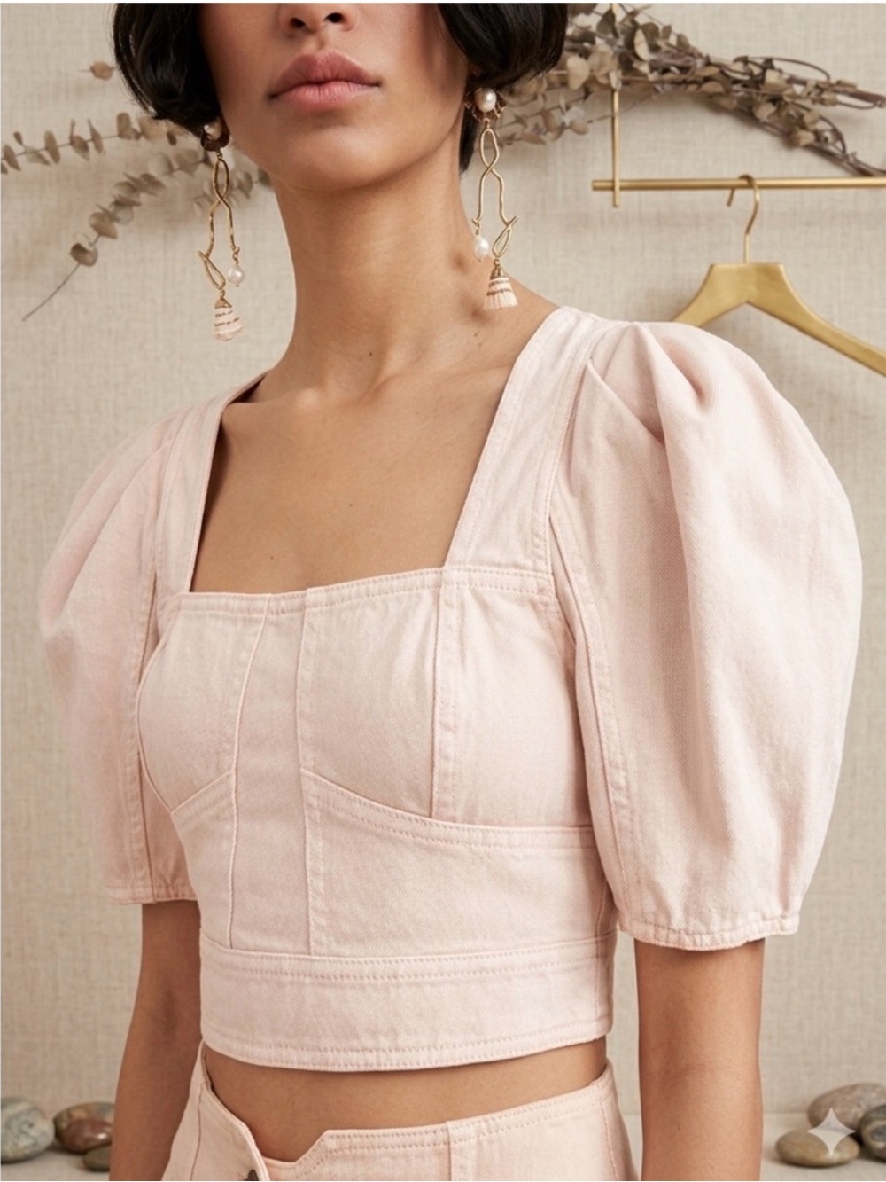Ulla Johnson Renee Sweetbriar Pink Denim Crop Top 12